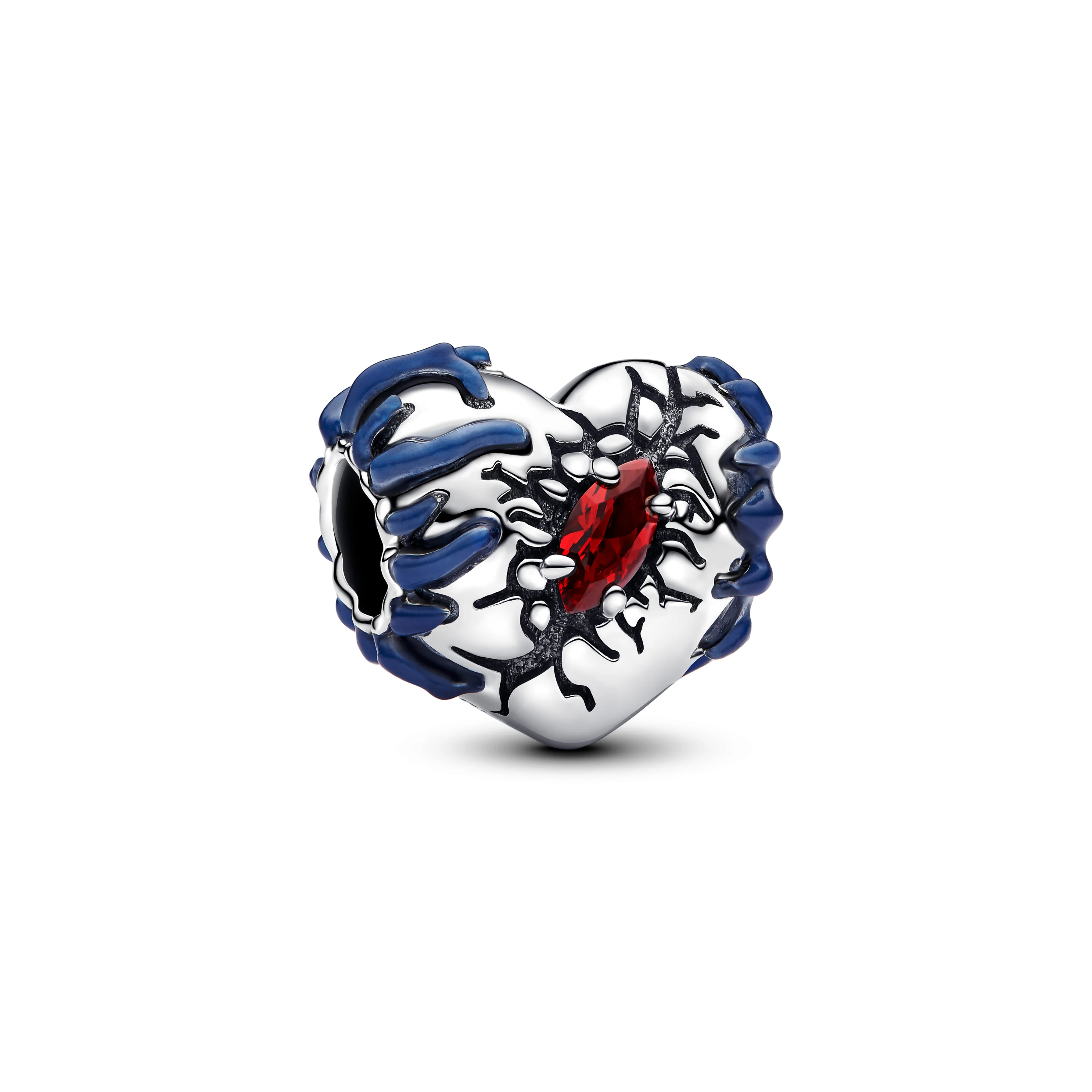 Project Red Heart Sterling Silver Charm With Salsa Red Crystal And Glow In The Dark Enamel