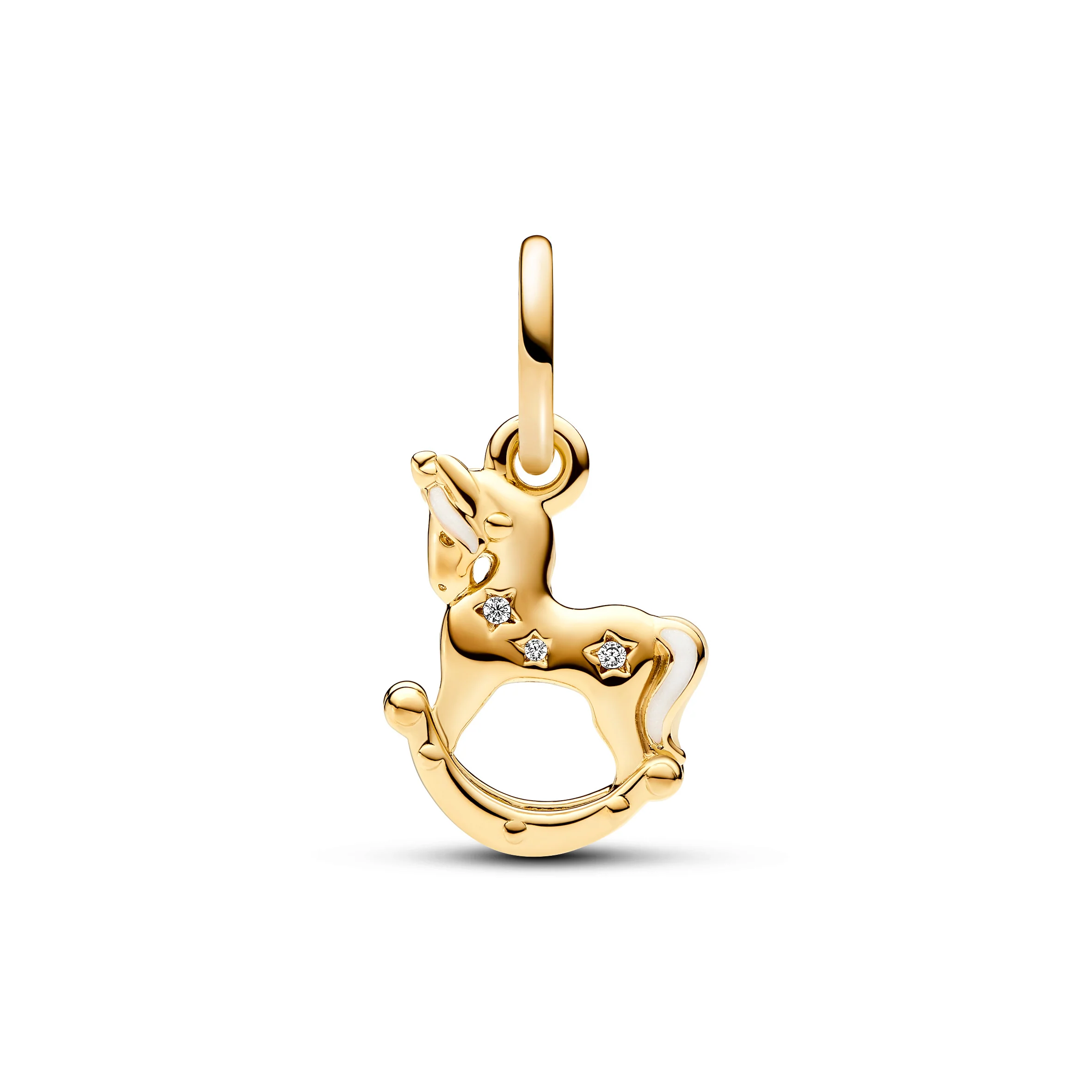 Rocking Unicorn 14K Gold-Plated Dangle With Clear Cubic Zirconia And Shimmering White Enamel - Image 5