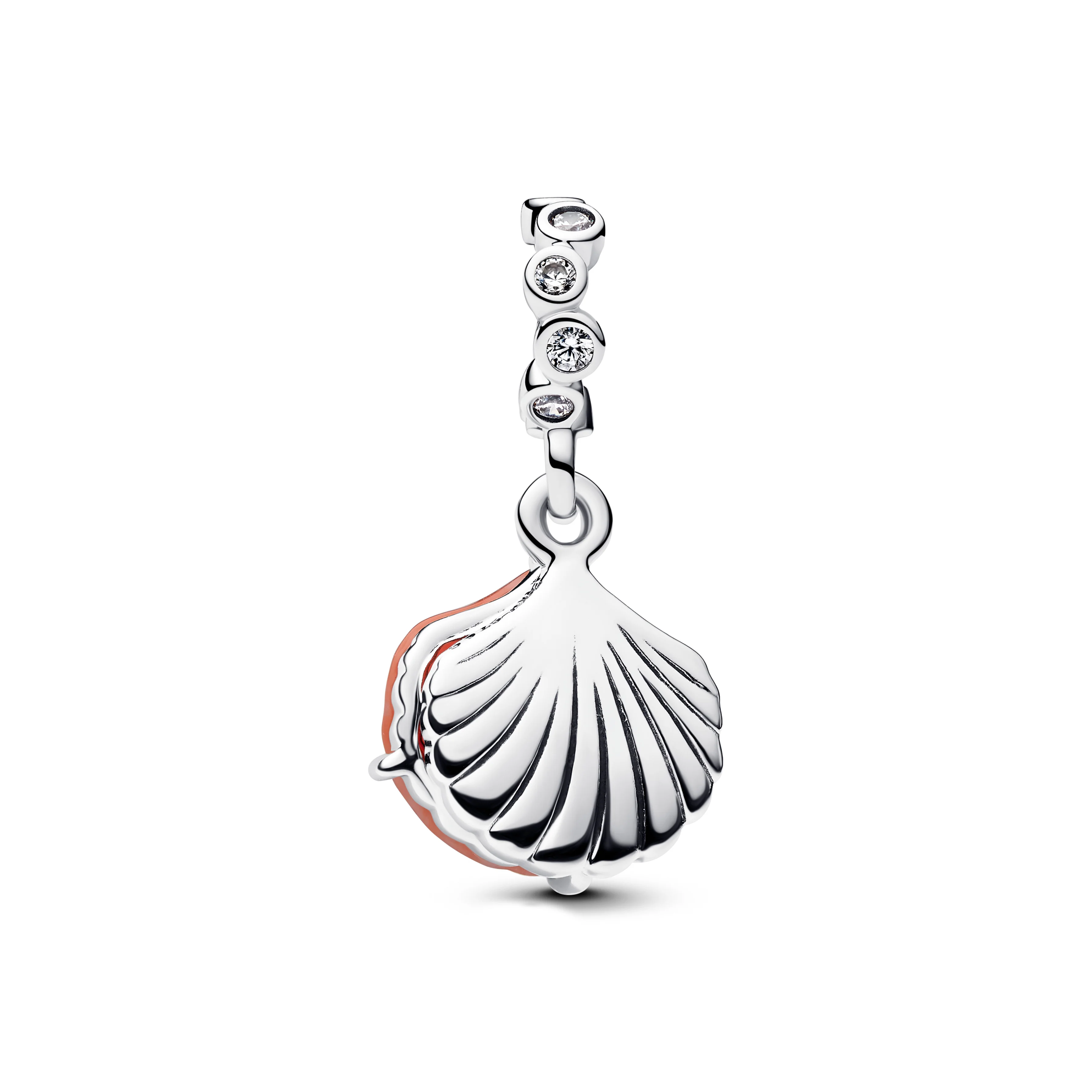 Shell Sterling Silver Double Dangle With Clear Cubic Zirconia And Imitation Coral - Image 3