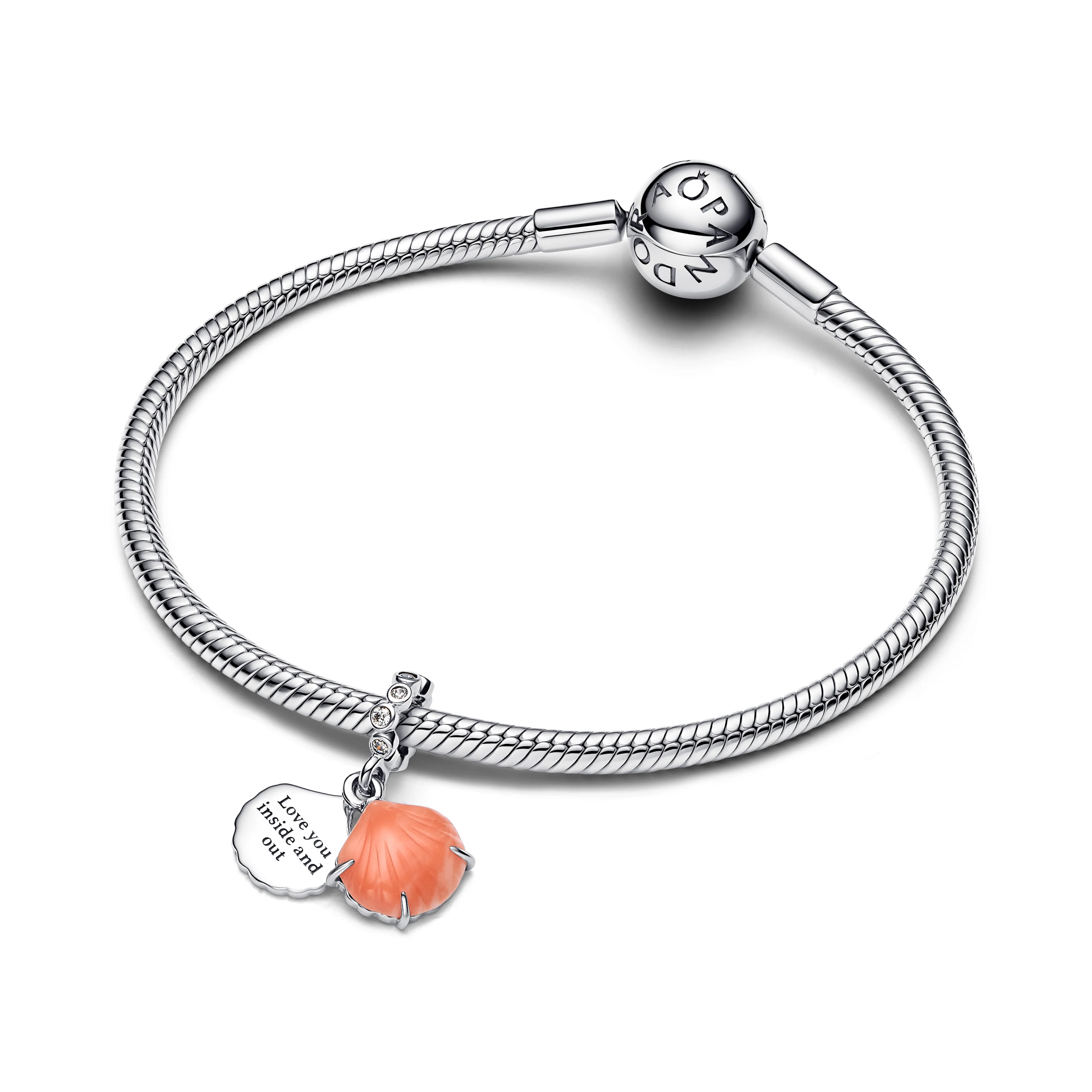 Shell Sterling Silver Double Dangle With Clear Cubic Zirconia And Imitation Coral - Image 4