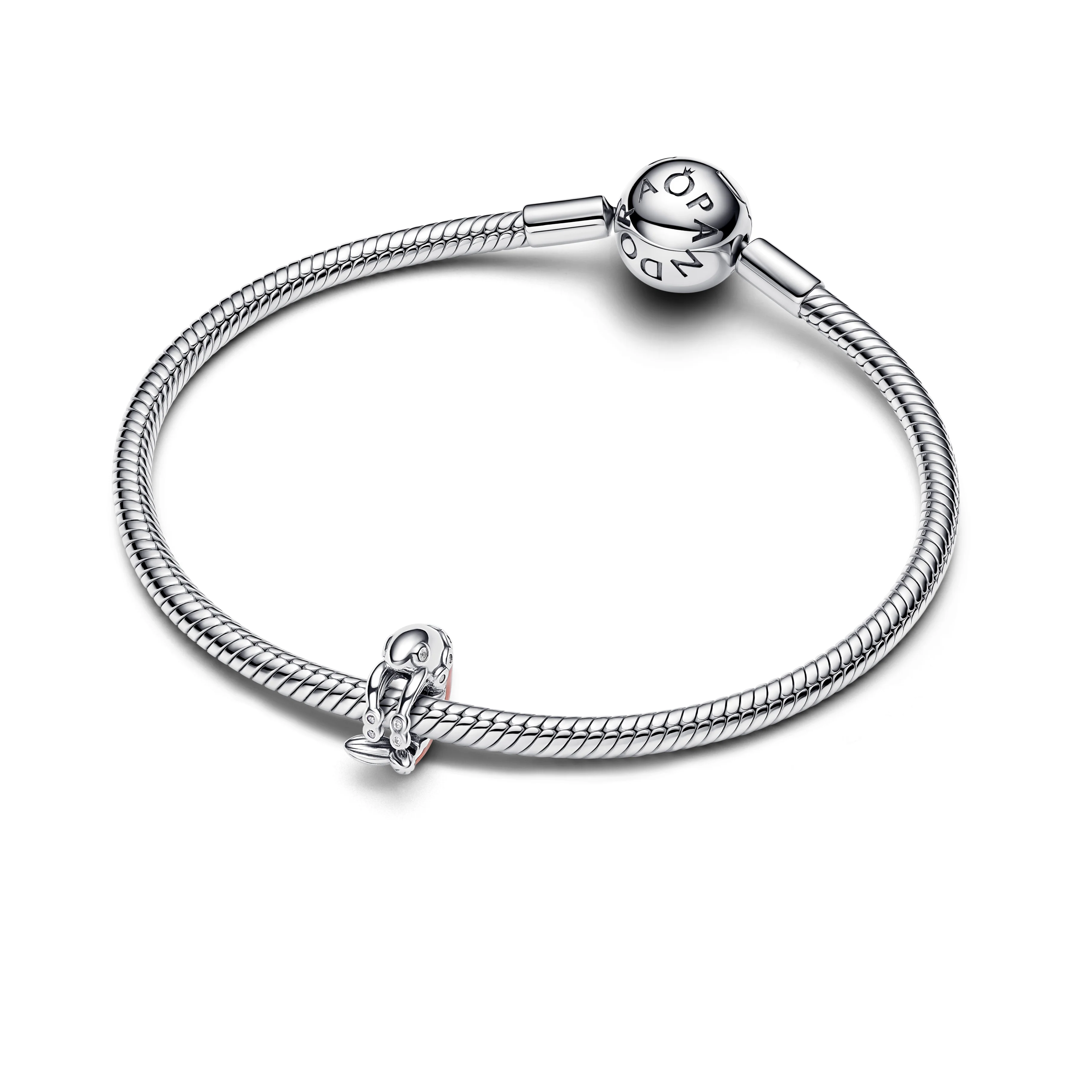 Shrimp Sterling Silver Charm With Clear Cubic Zirconia And Pink Enamel - Image 4