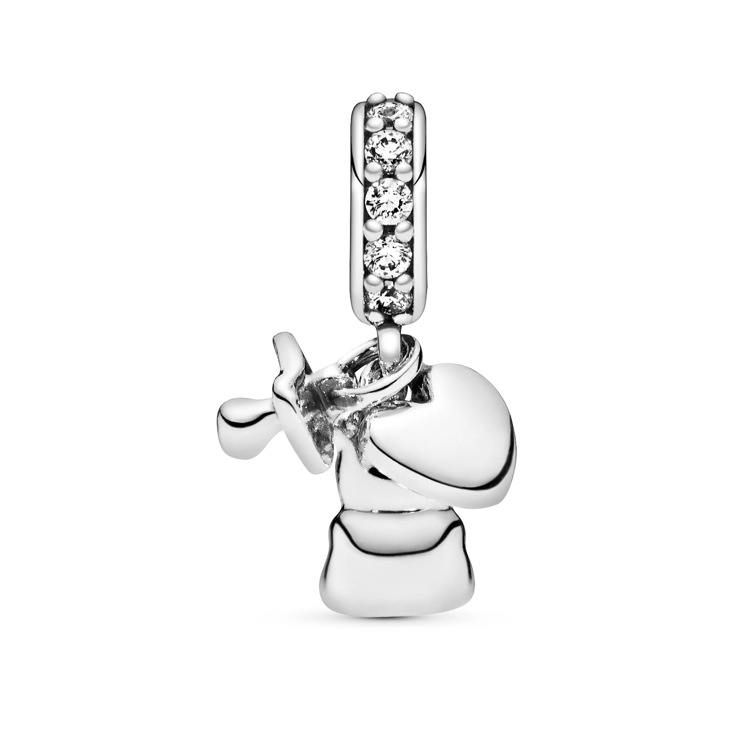 Silver Dangle With Clear Cubic Zirconia And Silver Enamel - Image 5