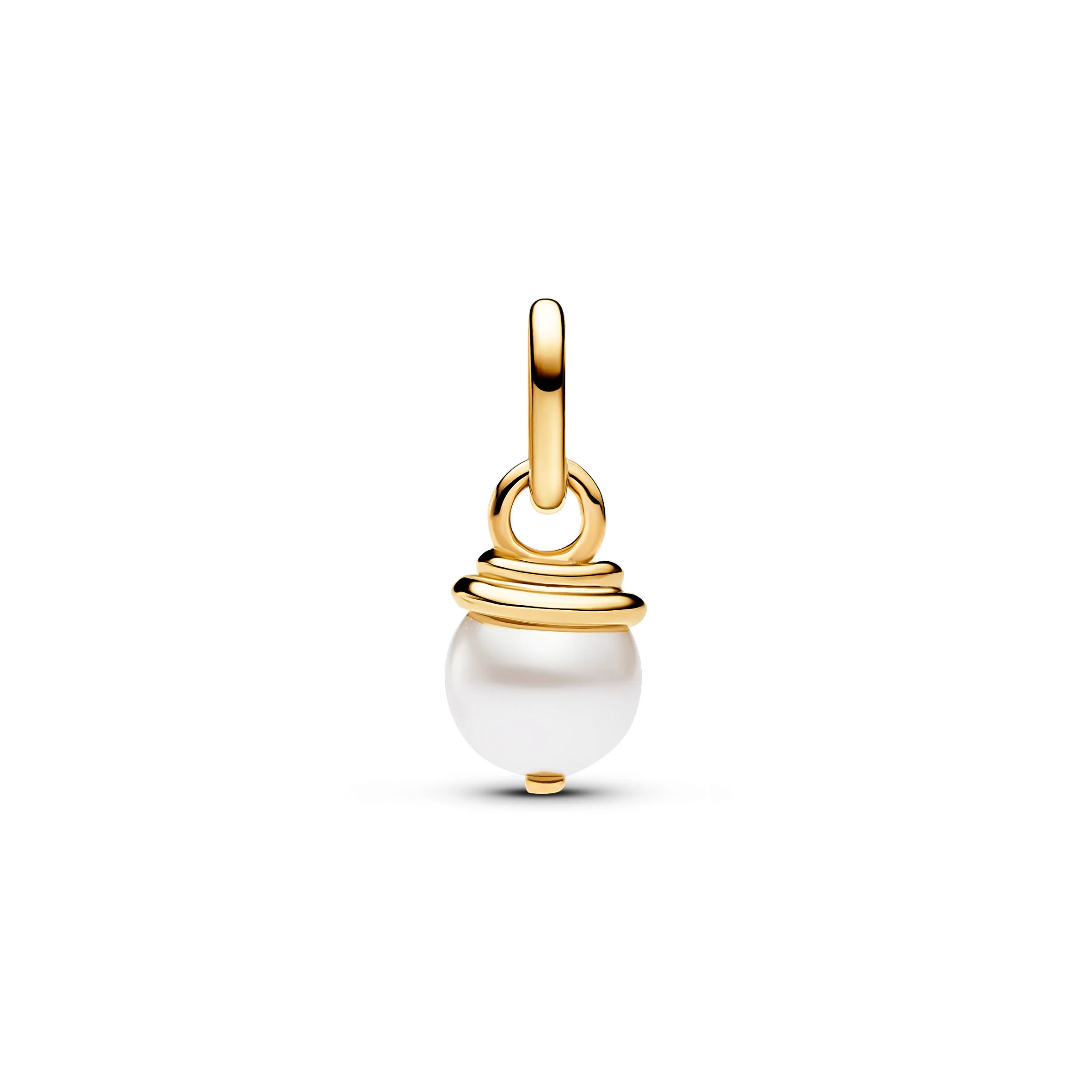 Snake 14K Gold-Plated Mini Dangle With White Lacquered Artificial Pearl And Clear Cubic Zirconia - Image 5