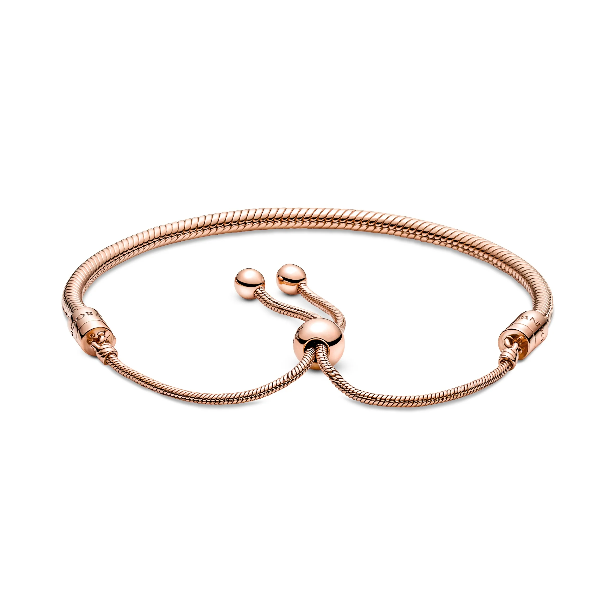 Snake Chain 14K Rose Gold-Plated Bracelet With Clear Cubic Zirconia - Image 3