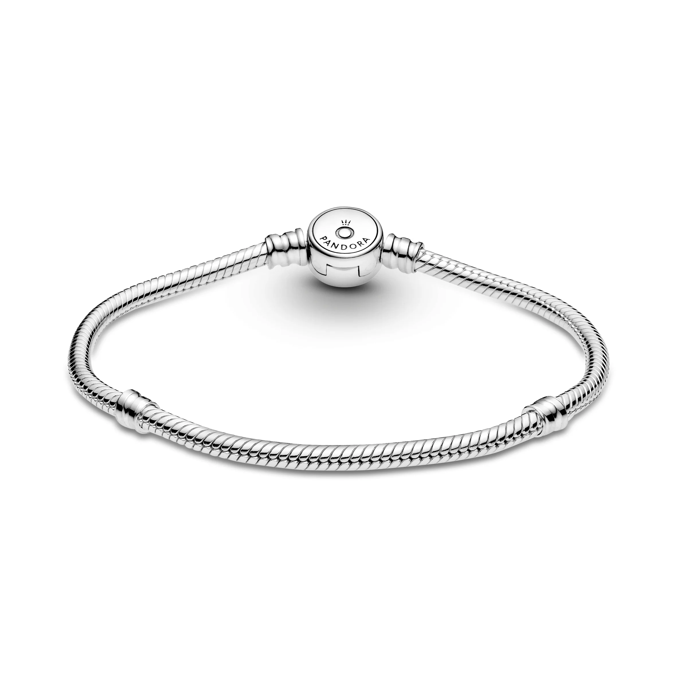 Snake Chain Sterling Silver Bracelet With Disc Clasp With Stellar Blue Crystal - Image 4