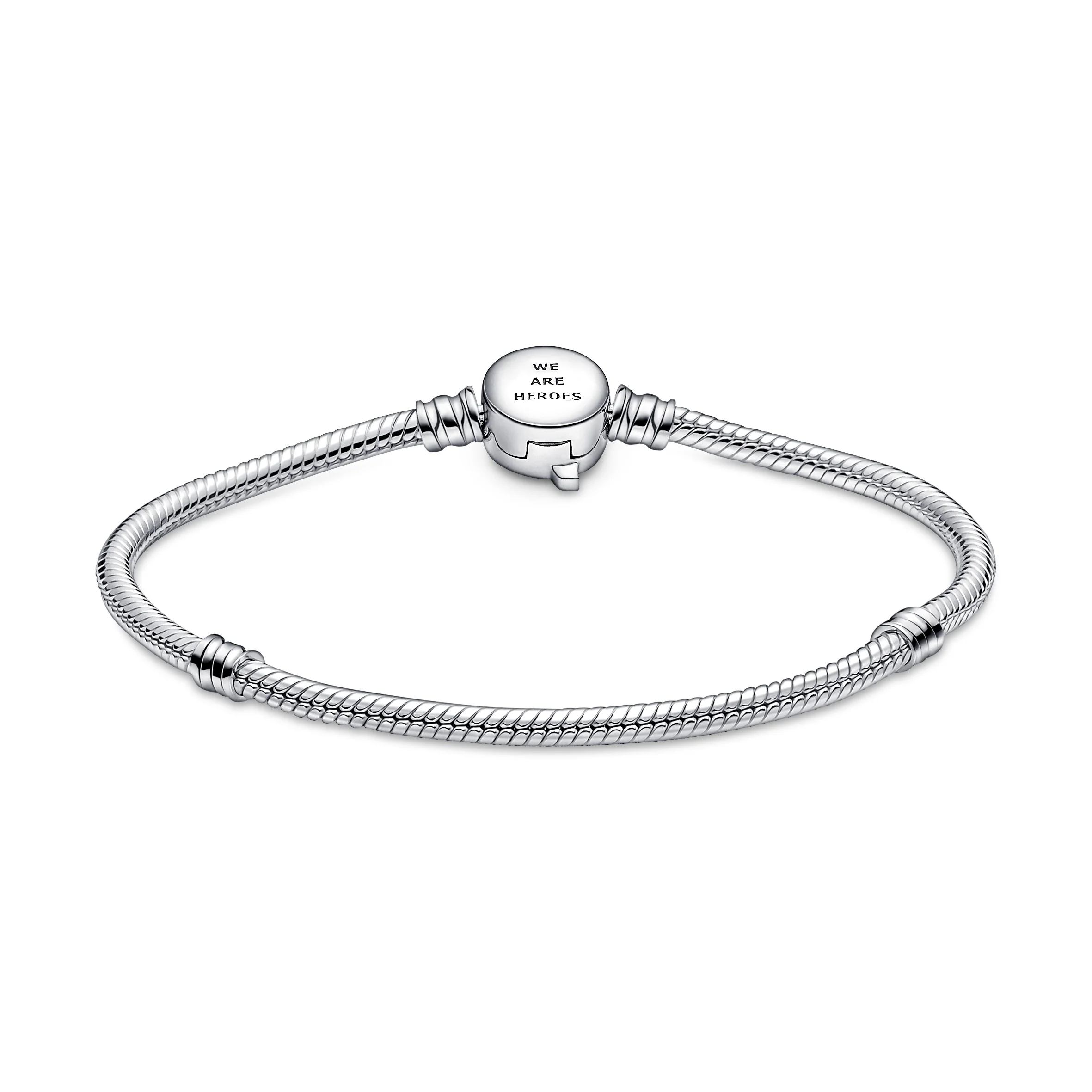 Snake Chain Sterling Silver Bracelet With Marvel The Avengers Logo Clasp - Image 4