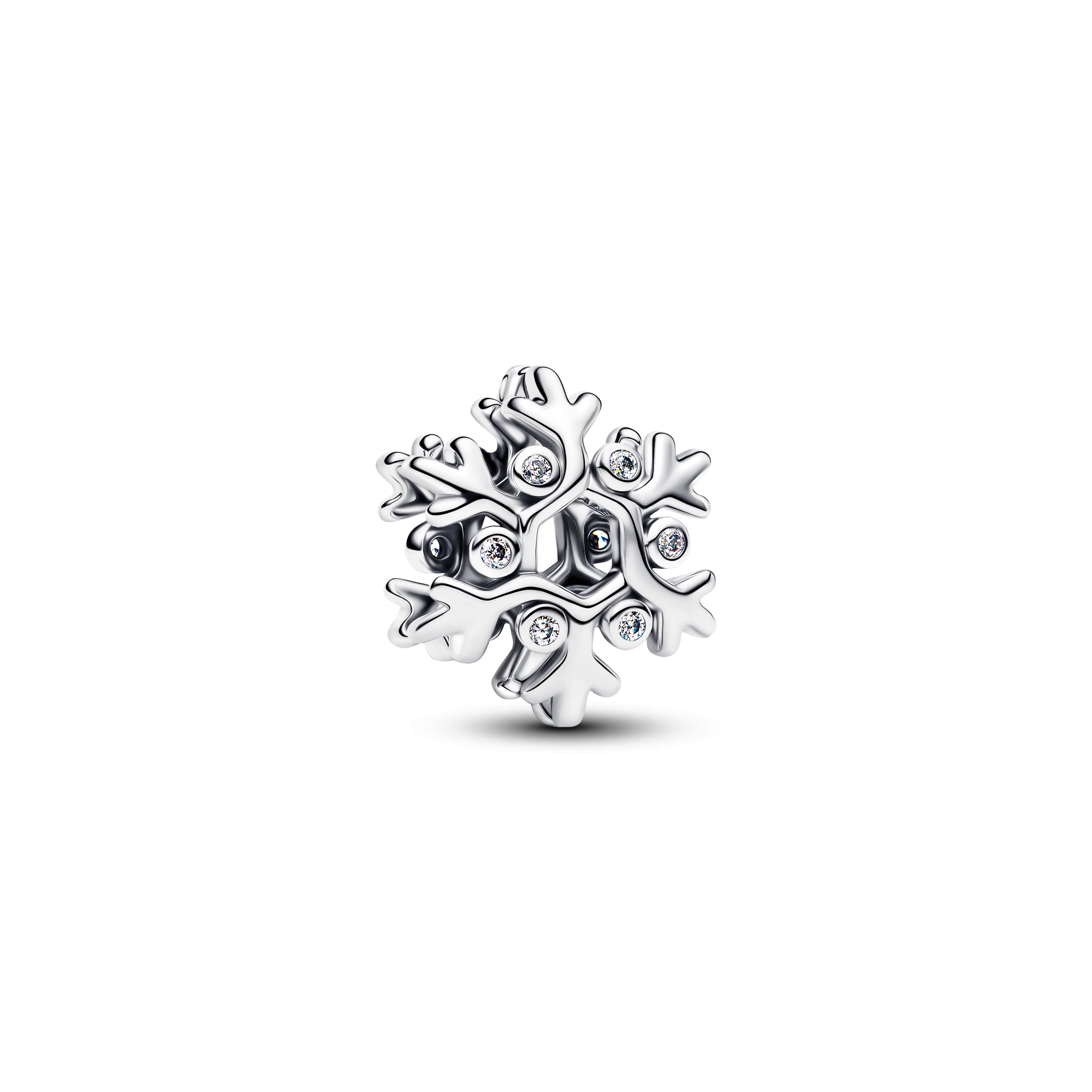 Snowflake Sterling Silver Charm With Clear Cubic Zirconia