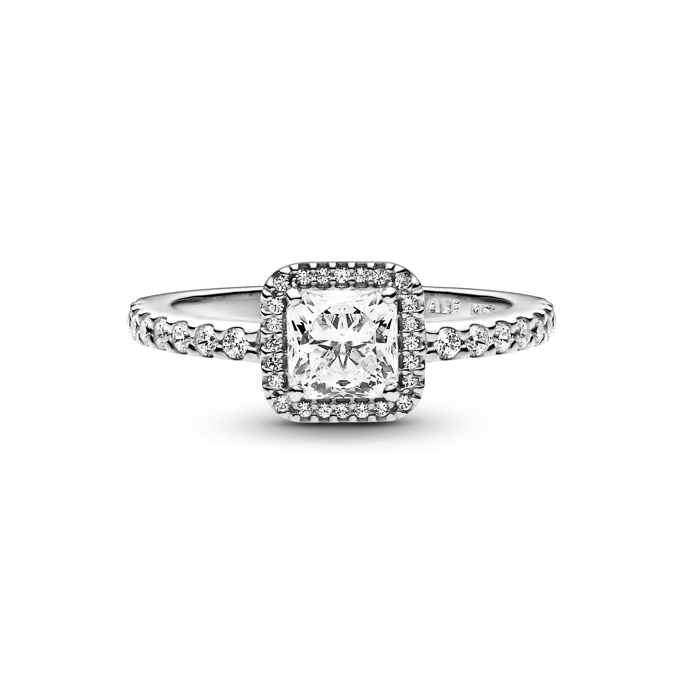 Square Sterling Silver Ring With Clear Cubic Zirconia - Image 4