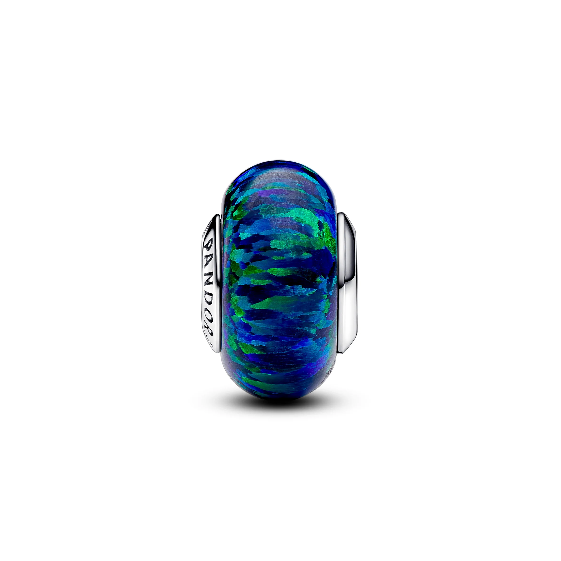 Sterling Silver Charm With Green Blue Lab-Created Opal