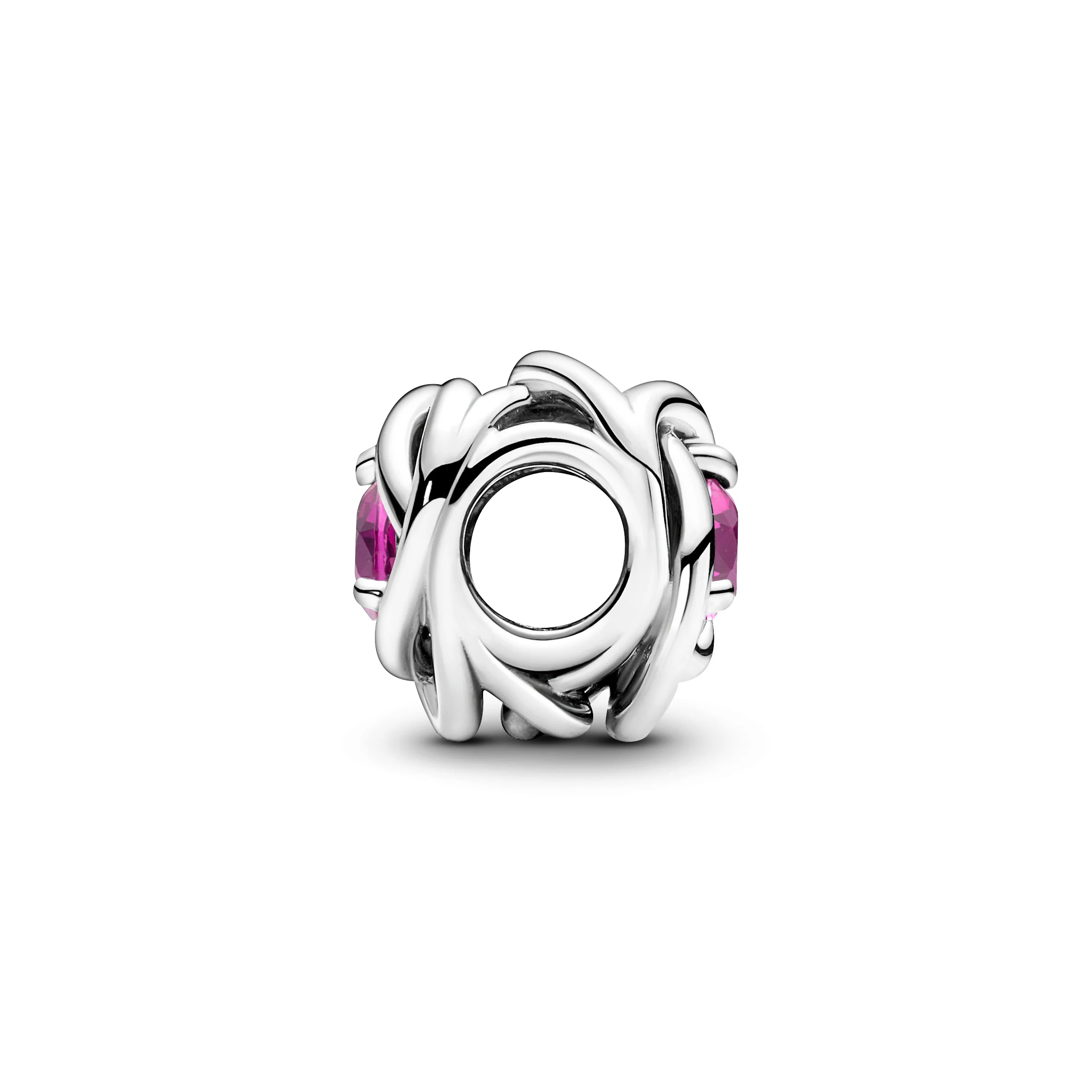 Sterling Silver Charm With Phlox Pink Crystal - Image 5