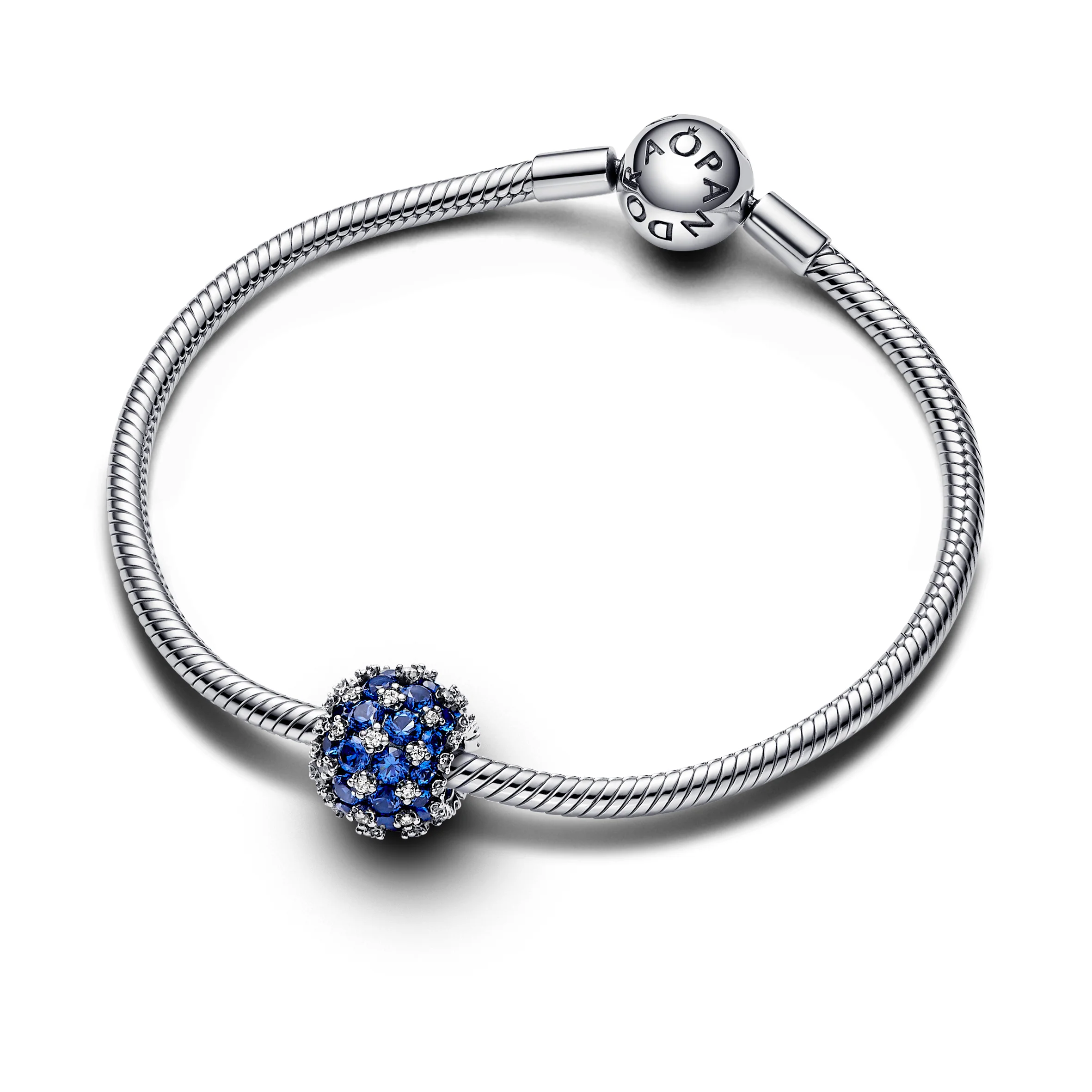 Sterling Silver Charm With Princess Blue Crystal And Clear Cubic Zirconia - Image 4
