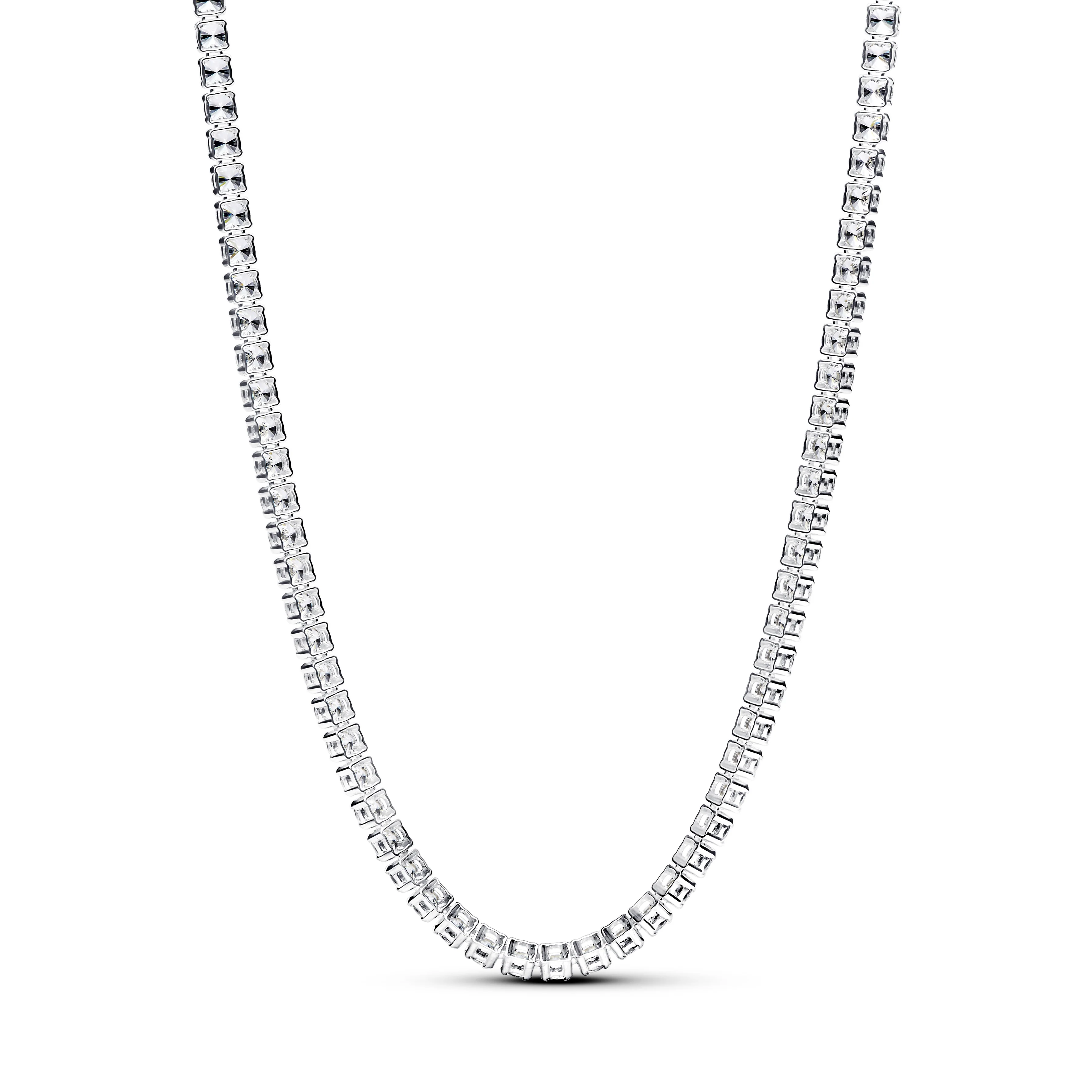 Sterling Silver Choker With Clear Cubic Zirconia And Sliding Clasp - Image 4
