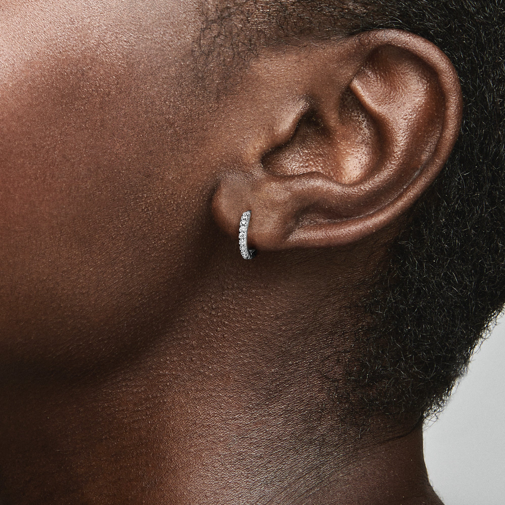Sterling Silver Hoop Earrings With Clear Cubic Zirconia - Image 3