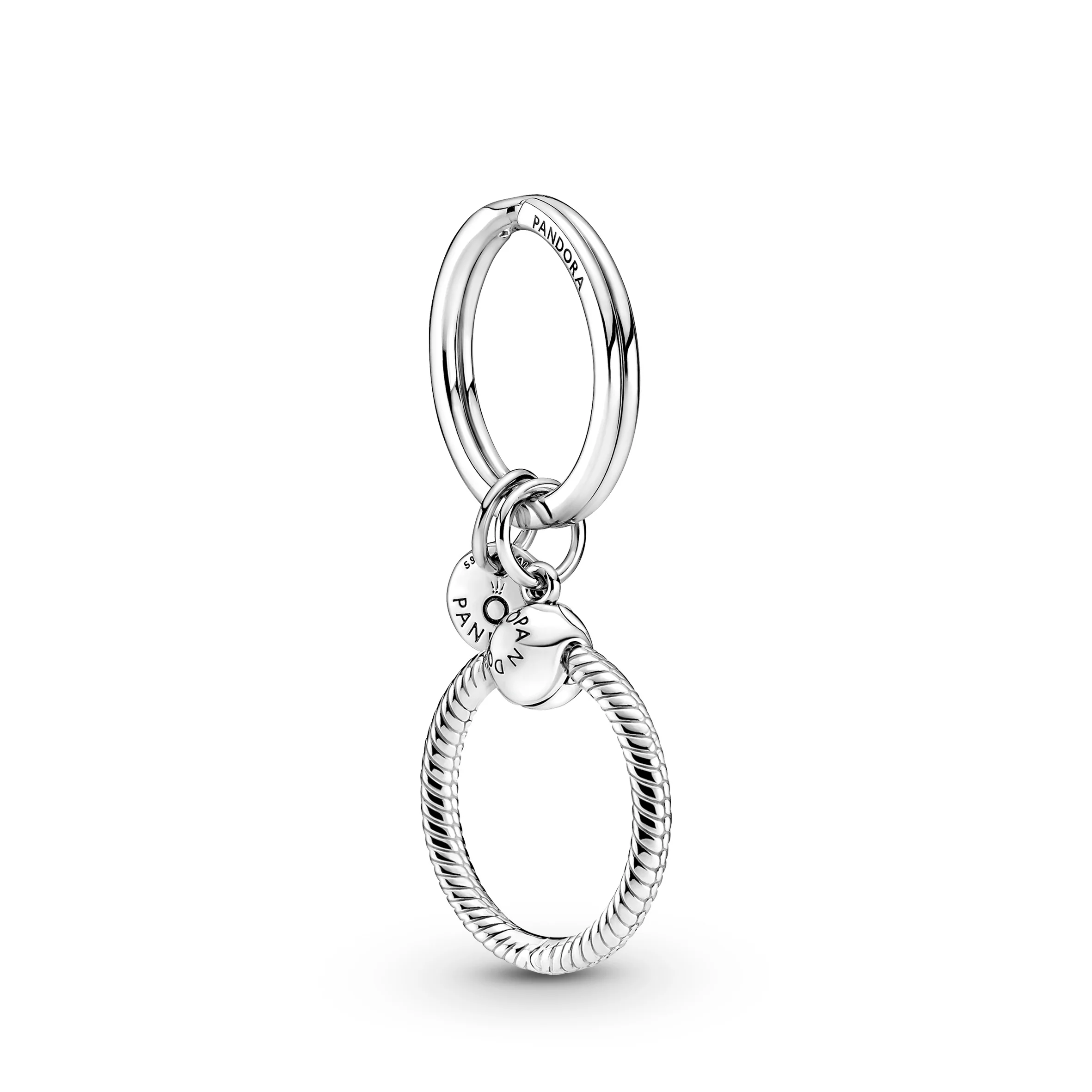 Sterling Silver Key Ring With Small Pandora O Pendant - Image 3