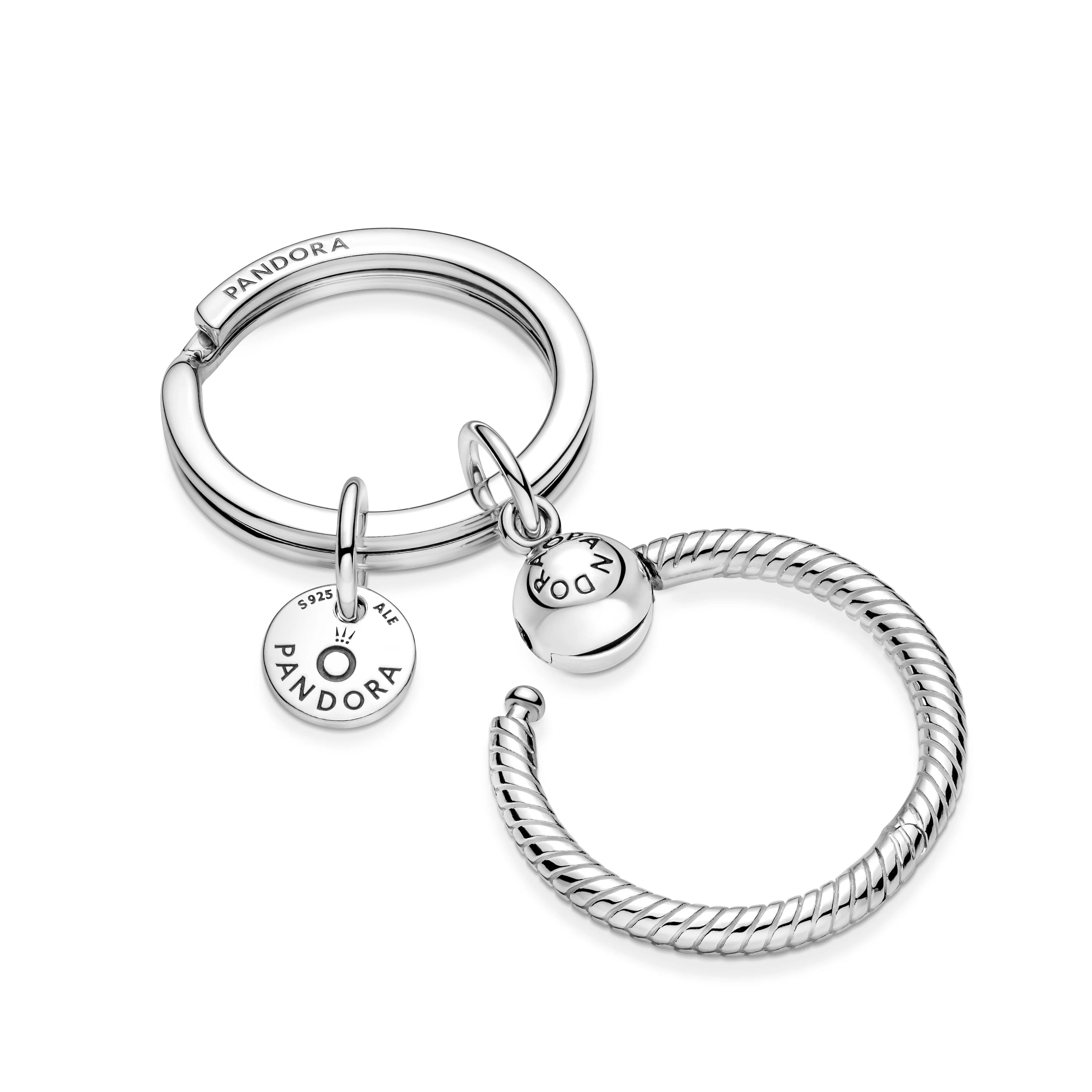 Sterling Silver Key Ring With Small Pandora O Pendant - Image 4