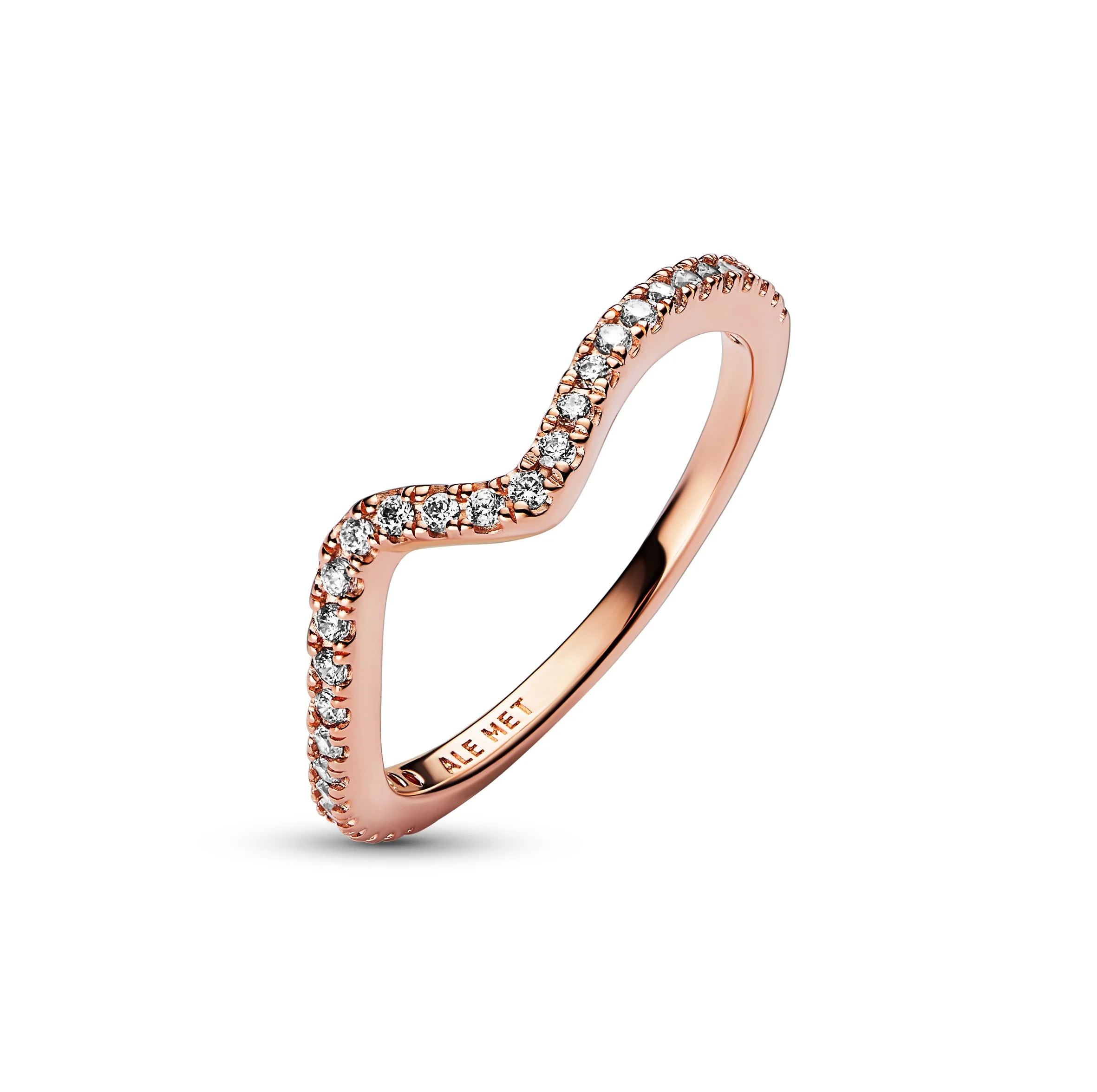 Wave 14K Rose Gold-Plated Ring With Clear Cubic Zirconia - Image 3