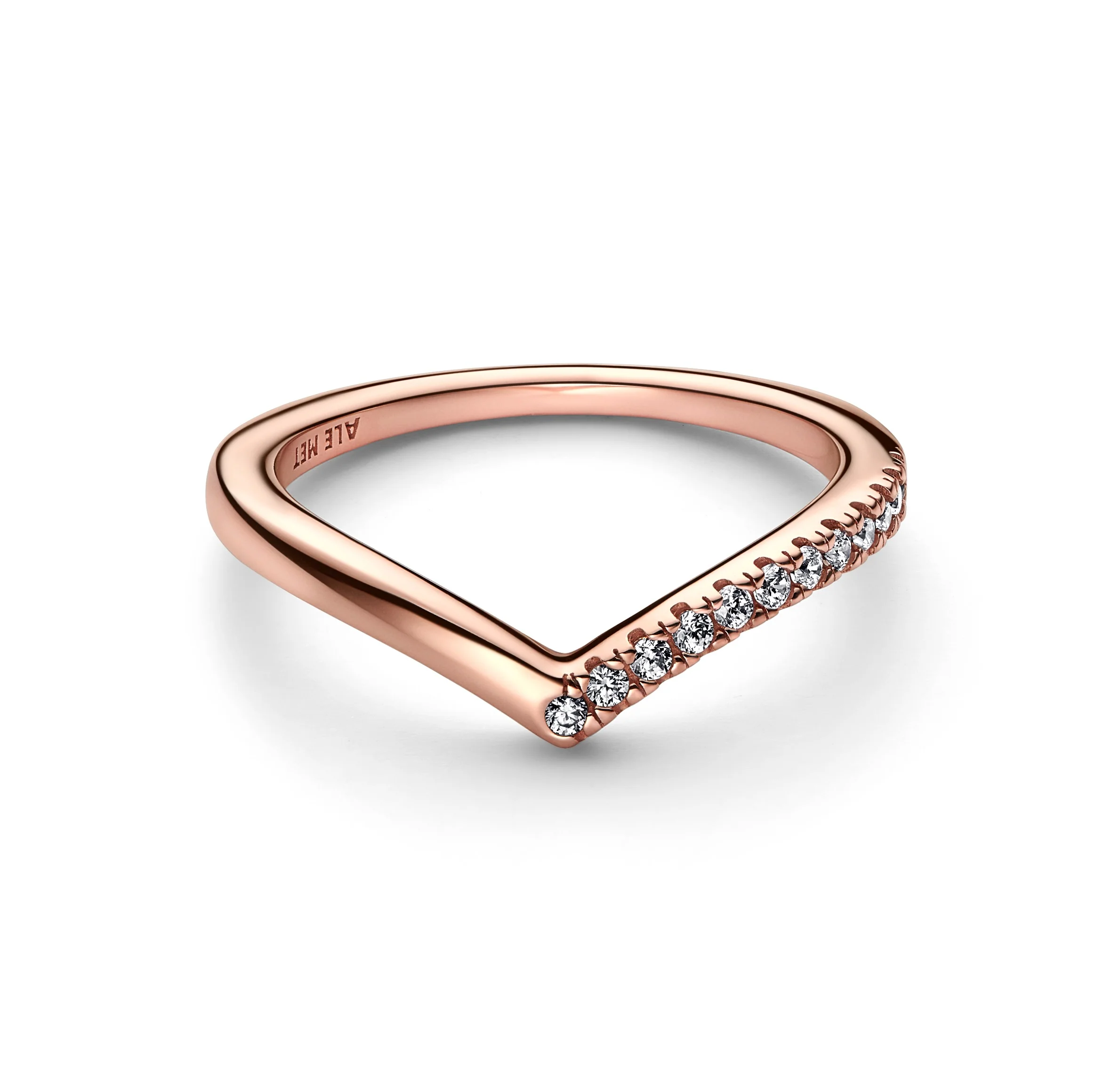 Wishbone 14K Rose Gold-Plated Ring With Clear Cubic Zirconia - Image 3